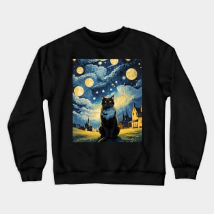 Starry Night Cat, Van Gogh Cat, Cat Lover, Cat Mom, Cat Dad Crewneck Sweatshirt